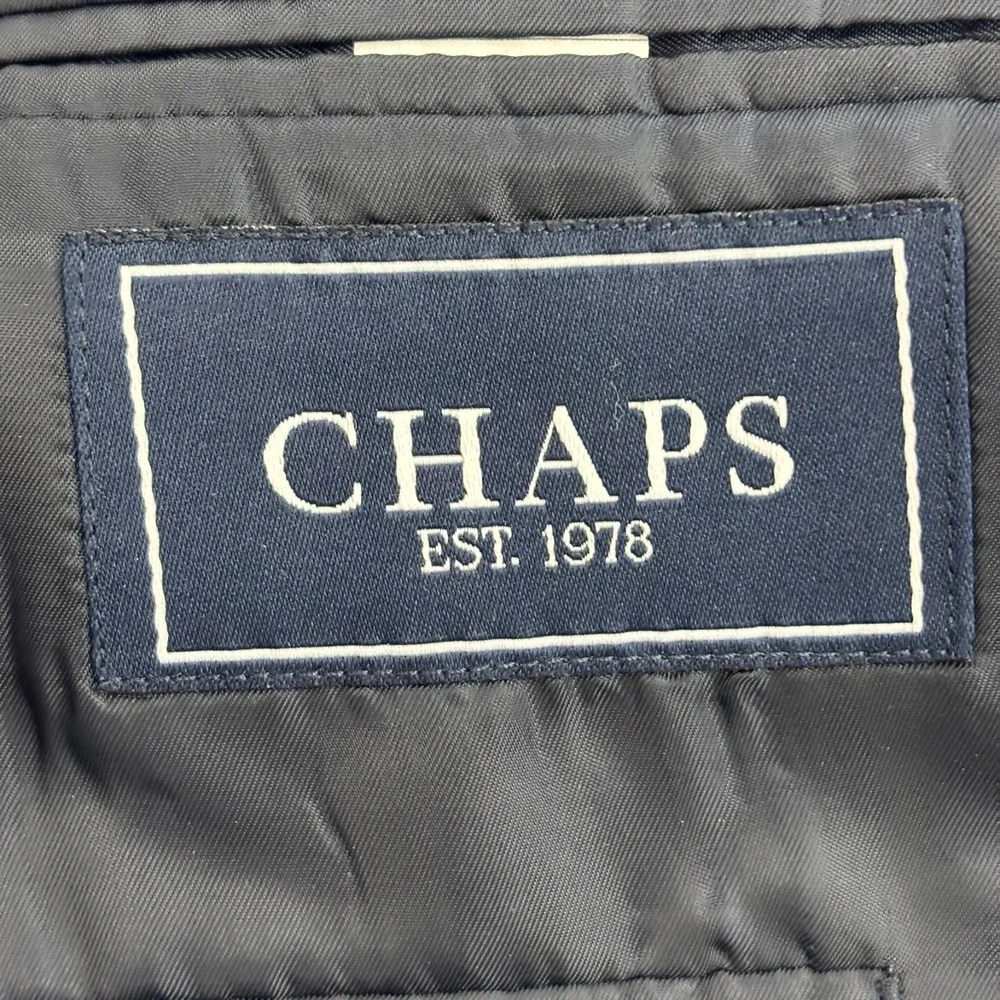 Chaps 100% Wool Gold Button Blazer Mens 42L Navy Blue Single Breast Preppy Yacht